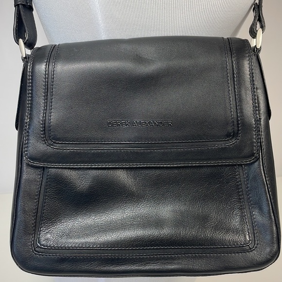 DEREK ALEXANDER Black leather crossbody bag - Picture 2 of 16